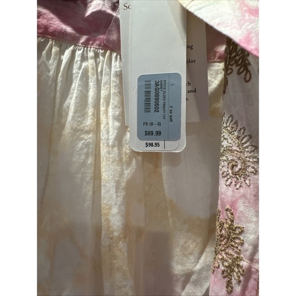 Soft Surroundings Gilded Paisley Tie-Dye Tunic‎ Top Button Up Sequin Sz Small P - Picture 4 of 6
